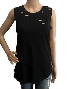 New with tags! Fantastic Fawn Distressed Cut out Oversized Tanktop Sz S Black